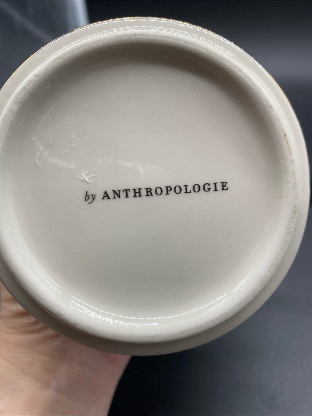 Anthropology Tiled Cup Monogram “ A” White, Black, Gold - Picture 4 of 8